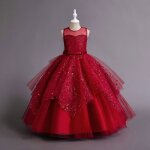 Robe c�r�monie longue fille en tulle robe de princesse soir�e mariage sans manches pour anniversaire ...
