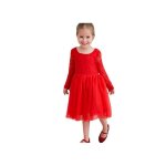 Robe de c�r�monie - robe princesse 110 cm - rouge - dos nu en v - dentelle et tulle