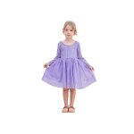 Robe de c�r�monie - princesse 140 cm (5?7 ans) - violet profond - dentelle florale - dos en v la�age