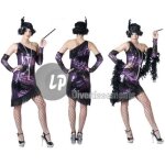 Robe charleston  paillettes mauve & noir - enfant - garon - lam et franges