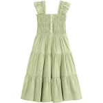 Robe d�t� fille �l�gante manches bouffantes coupe trap�ze en viscose verte avec poches c�r�monie et quotidien ...