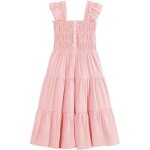 Robe d�t� fille en viscose rose avec manches bouffantes et col carr� - tenue �l�gante de c�r�monie ou ...