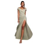 Robe fendue en cr�pe et �paules denud�es femme goddiva scuba