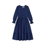 Robe fille 3 - 4 ans vintage bleu marine uni en polyester - mariage et c�r�monie