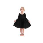 Robe fille - ugitopi - tulle et dentelle florale - manches longues - noir 90 cm