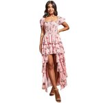 Robe fleurie � ourlet asym�trique femme goddiva