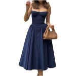 Robe longue d�t� vintage pour femme � bretelles spaghetti et poches coupe trap�ze fluide chic et d�contract�e ...