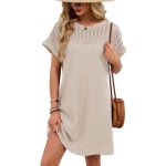 Robe manches courtes femme couleur unie casual col rond en tricotabricot