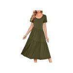 Robe maxi longue femme �t� manches courtes avec poches coupe fluide chic et �l�gante tissu respirant ...