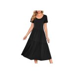 Robe maxi longue pour femme avec poches manches courtes style �t� chic et d�contract� coupe en h fluide ...