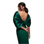 Robe moulante longue � �paules d�nud�es et n?ud dans le dos femme goddiva scuba
