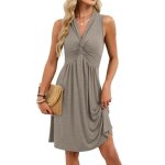 Robe sans manches femme elegant col v confortablecafe