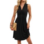Robe sans manches femme elegant col v confortablenoir