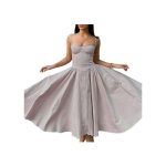 Robe vintage midi femme d�t� sans manches avec ceinture - coupe �vas�e en a bretelles r�glables et poches ...