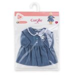 Robe week - end  paris - corolle - 36 cm - imitation denim - col claudine - srigraphie petit chien
