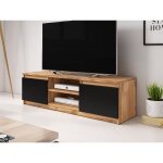 Robin - meuble tv - 120 cm - style industriel couleur - noir / bois