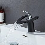 Robinet cascade salle de bain mitigeur lavabo avec valve en c�ramique monocommande chaude et froide r�glable ...