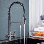 Robinet de cuisine 3 voies avec douchette extensiblerotatif � 360�mitigeur cuisine pour filtre � eau2 ...