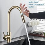 Robinet de cuisine à capteur tactile robinet de cuisine extractible avec double douchette robinet or ... Robinet de cuisine à capteur tactile robinet de cuisine extractible avec double douchette robinet or ...