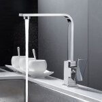 Robinet de cuisine carr� avec bec haut - robinet mitigeur pour �vier de cuisine - laiton argent argent ...