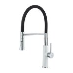 Robinets de cuisine flexible - ibergrif - m22115w - 2 - blanc - noir - douchette - m�tal - monotrou