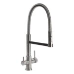 Robinet de cuisine mitigeur 3 voies altea inox bross� avec douchette