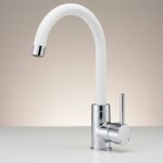 Robinet de cuisine mitigeur blanc pour �vier 33 cm bec mobile et finition brillante