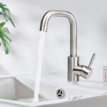 Robinet cuisine - mitigeur cuisine - avec les conduites deau chaude et froide - pivotant � 360 304 acier ...