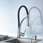 Robinet cuisine mitigeur avec douchette extractible en silicone noir rabattable 360 mitigeur pour evier ...