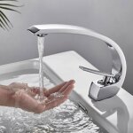 Robinet cuisine mitigeur vier lavabo en cuivre - auralum - corps en cuivre - finition bross - hauteur ...