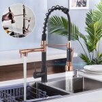 Robinet de cuisine mitigeur vier rotatif 360 2 jets avec douchette extractible en laiton