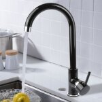 Robinet cuisine mitigeur en laiton noir - wiss - bec mobile en forme de u - rotation 360�