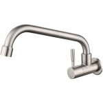 Robinet de cuisine mural - mhy� - acier inoxydable - bec pivotant 180� - cartouche c�ramique