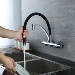 Robinet de cuisine mural mitigeur dvier avec douchette extractible en silicone noir robinetterie mitigeur ...