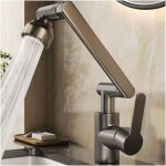 Robinet cuisine rabattable - mhy� - 1080� rotation - 2 modes de pulv�risation - acier inoxydable - hauteur ...