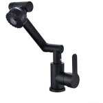 Robinet cuisine rabattable - zor� - 1080� rotation - mitigeur flexible - acier inoxydable - noir - sous ...