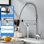 Robinet de cuisine � ressort - leyshop - mitigeur deux becs eau chaude et eau froide - chrom�