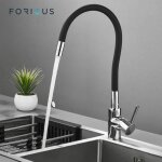 Robinet cuisine en silicone noir forious - mitigeur rotatif 360° - evier simple / double en laiton chromé ... Robinet cuisine en silicone noir forious - mitigeur rotatif 360° - evier simple / double en laiton chromé ...