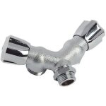 Robinet double en y pour machine � laver somatherm - arriv�e 1 / 2 - sortie 3 / 4 - croisillon abs