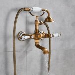 Robinet douche - douchette - mitigeur - en laiton bronze - mur - baignoire sdb - retro Robinet douche - douchette - mitigeur - en laiton bronze - mur - baignoire sdb - retro