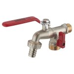 Robinet de jardin - aroz - manette plate quart de tour double sortie - laiton