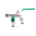 Robinet de jardin - haute qualit� - laiton - double sortie - contr�le ind�pendant - 3 / 4 pouces