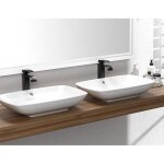Robinet lavabo cascade noir bec haut mitigeur lavabo carr moderne en laiton auralum pour vasque  poser ...