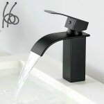 Robinet de lavabo cascade noir - mitigeur moderne salle de bain - laiton haute qualit� - eau chaude et ...