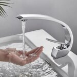Robinet de lavabo design moderne auralum - col de cygne - laiton chromé - vasque à poser Robinet de lavabo design moderne auralum - col de cygne - laiton chromé - vasque à poser