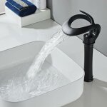 Robinet lavabo noir haut cascade bec haut mitigeur lavabo noir cascade haut robinetterie salle de bain ...