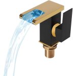 Robinet de lavabo de salle de bain led 3 couleurs changeantes �clairage bec cascade robinet de lavabo(noir ...