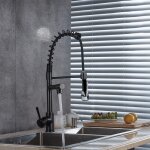 Robinet mitigeur cuisine avec douchette flexible et pivotante - noir