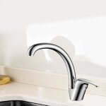 Robinet mitigeur - cuisine - laiton - chrome - bec haut mobile - manette lat�rale