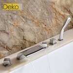 Robinet mitigeur de lavabo ideko - laiton - cascade contemporaine - baignoire avec douche  main - chrome ...